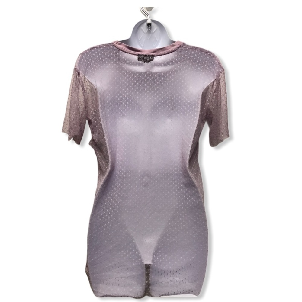 TopShop | Lilac Mesh Polka Dot Chic T-Shirt Blouse - Picture 7 of 13